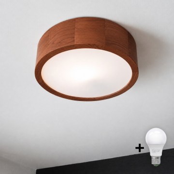 Brilagi - Φωτιστικό οροφής LED CARVALHO 1xE27/15W/230V σε απόχρωση δρυς/κερασιά, διάμ. 27 εκ.
