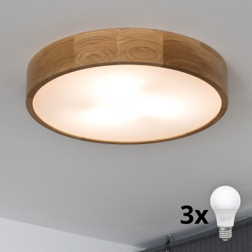 Brilagi - Φωτιστικό οροφής LED CARVALHO 3xE27/15W/230V, από δρυ, Ø 47,5 cm