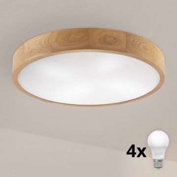 Brilagi - Φωτιστικό οροφής LED CARVALHO 4xE27/60W/230V σε φινίρισμα δρυός, διάμ. 57,5 εκ.