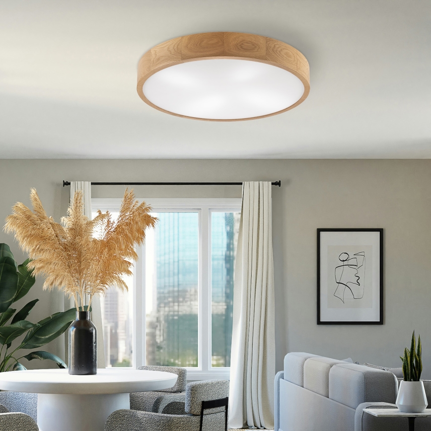 Brilagi - Φωτιστικό οροφής LED CARVALHO 4xE27/60W/230V σε φινίρισμα δρυός, διάμ. 57,5 εκ.