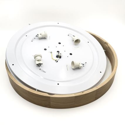 Brilagi - Φωτιστικό οροφής LED CARVALHO 4xE27/60W/230V σε φινίρισμα δρυός, διάμ. 57,5 εκ.