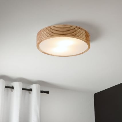 Brilagi - Φωτιστικό οροφής LED CARVALHO MODERN 2xE27/60W/230V διάμ. 37,5 cm δρυς