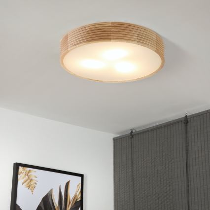 Brilagi - Φωτιστικό οροφής LED CARVALHO MODERN 3xE27/60W/230V, Ø 47,5 εκ., σε απόχρωση δρυός