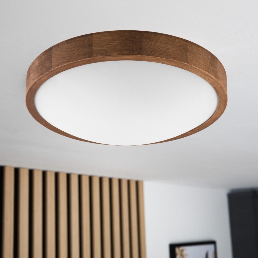 Brilagi - Φωτιστικό οροφής LED CARVALHO SLIM 2xE27/15W/230V, απόχρωση δρυός-κερασιάς, Ø 37 εκ.