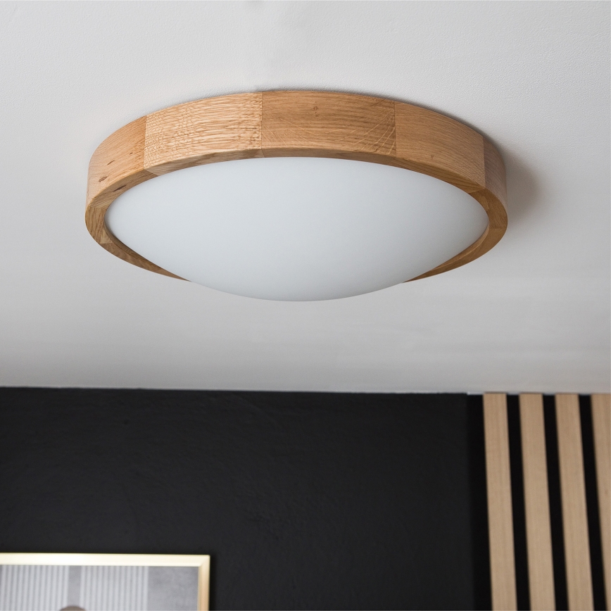 Brilagi - Φωτιστικό οροφής LED CARVALHO SLIM 2xE27/15W/230V, χρώμα δρυός, Ø 37 εκ.
