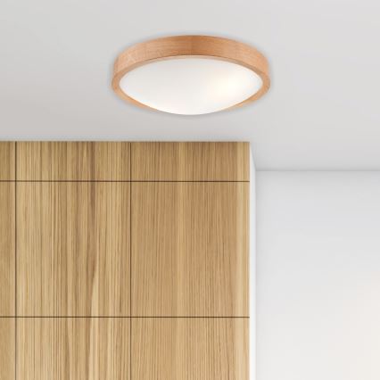 Brilagi - Φωτιστικό οροφής LED CARVALHO SLIM 2xE27/15W/230V, χρώμα δρυός, Ø 37 εκ.