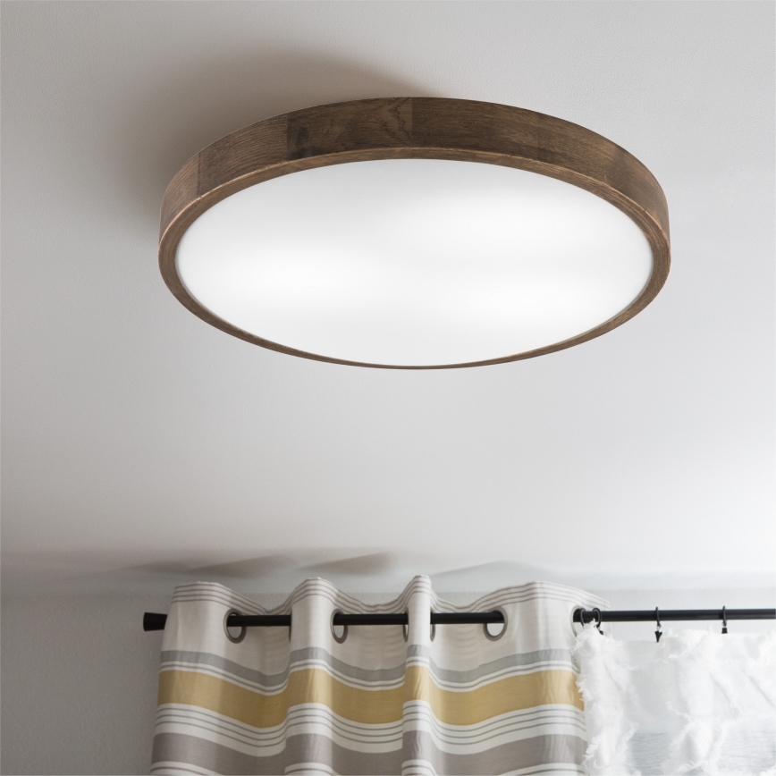 Brilagi - Φωτιστικό οροφής LED CARVALHO SLIM 3xE27/15W/230V δρυς καρυδιά διάμ. 47 cm