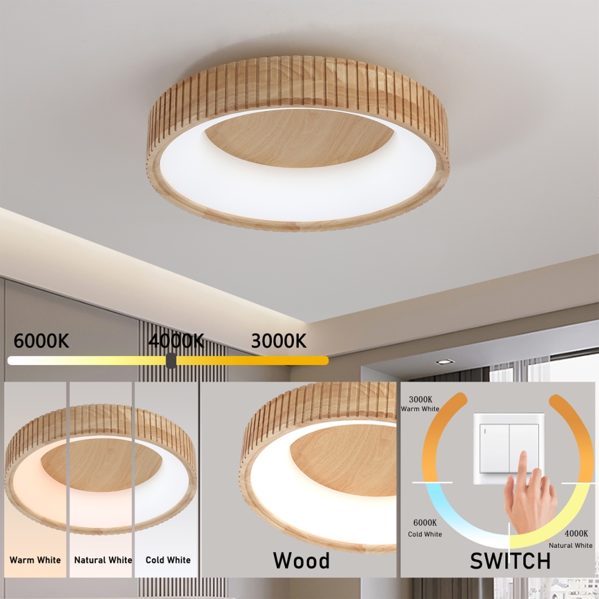 Brilagi - LED φωτιστικό οροφής FALCON WOOD MODERN LED/30W/230V 3000/4000/6000K Ø 45 cm ξύλινο