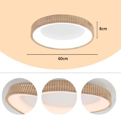 Brilagi - LED Φωτιστικό οροφής FALCON WOOD MODERN LED/40W/230V 3000/4000/6000K διάμετρος 60 cm ξύλινο