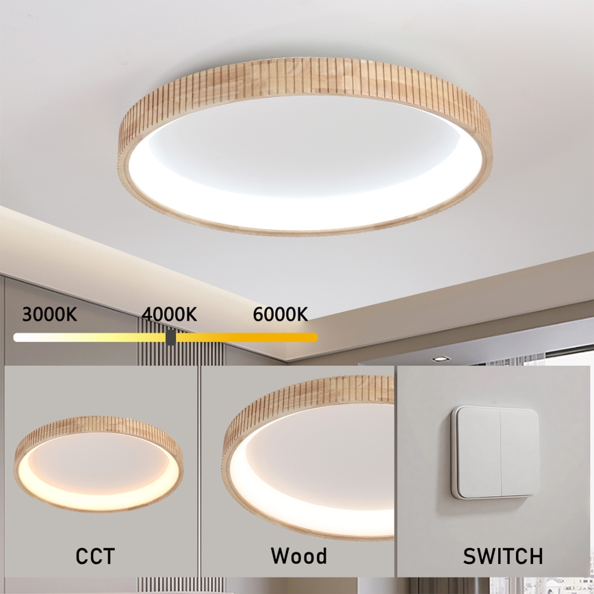 Brilagi - Φωτιστικό οροφής LED FALCON WOOD MODERN LED/60W/230V 3000/4000/6000K Ø 80 cm ξύλο