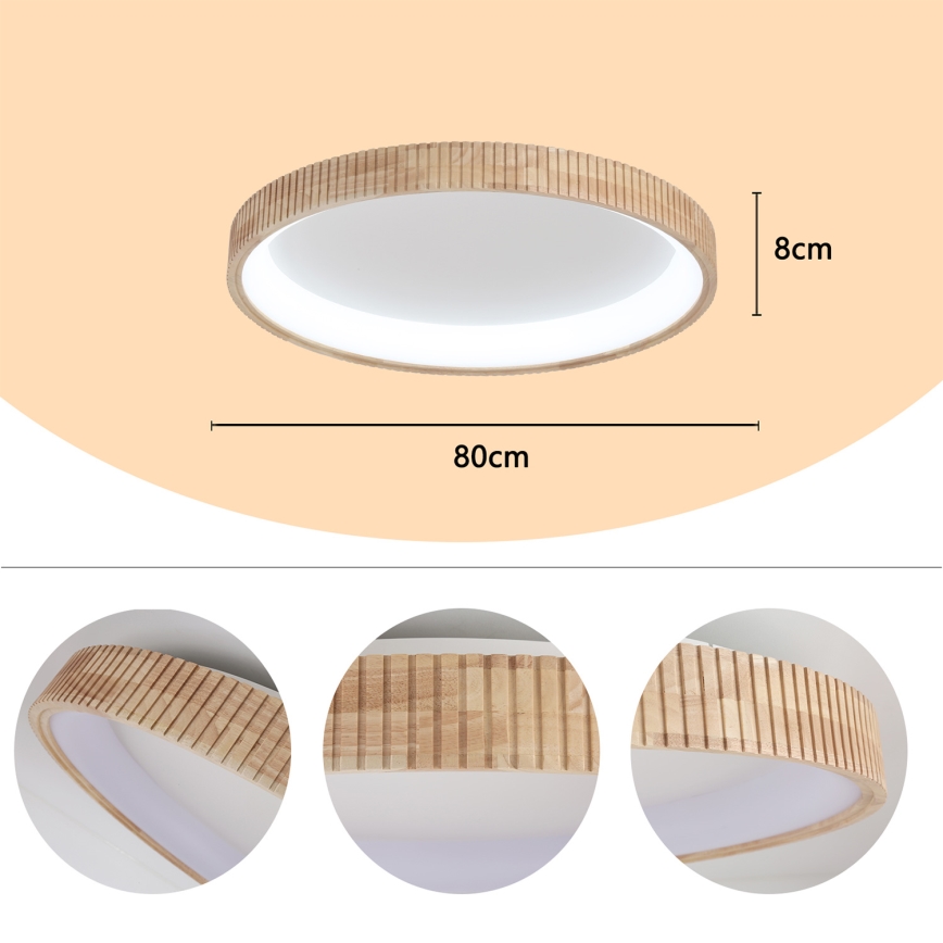 Brilagi - Φωτιστικό οροφής LED FALCON WOOD MODERN LED/60W/230V 3000/4000/6000K Ø 80 cm ξύλο