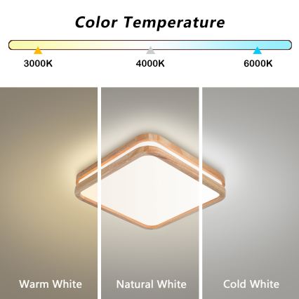 Brilagi - Φωτιστικό οροφής LED MOLINA SQUARE LED/32W/230V 3000/4000/6000K σε απόχρωση δρυός 30x30 cm