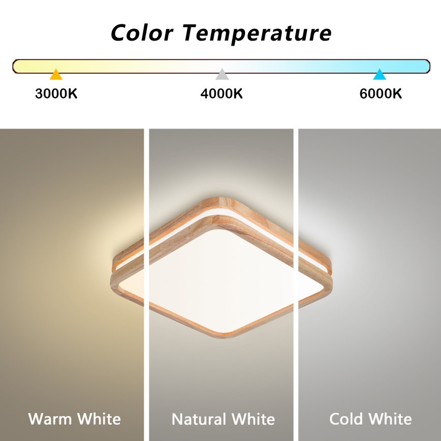 Brilagi - Φωτιστικό οροφής LED MOLINA SQUARE LED/32W/230V 3000/4000/6000K σε απόχρωση δρυός 30x30 cm