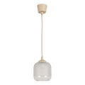 Brilagi - Φωτιστικό οροφής LED σε καλώδιο RETRO GLASS 1xE27/60W/230V διάμ. 14 cm μπεζ/λευκό