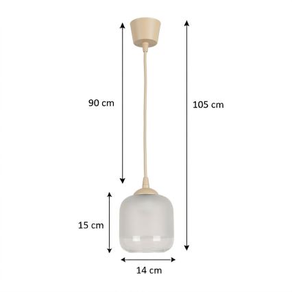 Brilagi - Φωτιστικό οροφής LED σε καλώδιο RETRO GLASS 1xE27/60W/230V διάμ. 14 cm μπεζ/λευκό