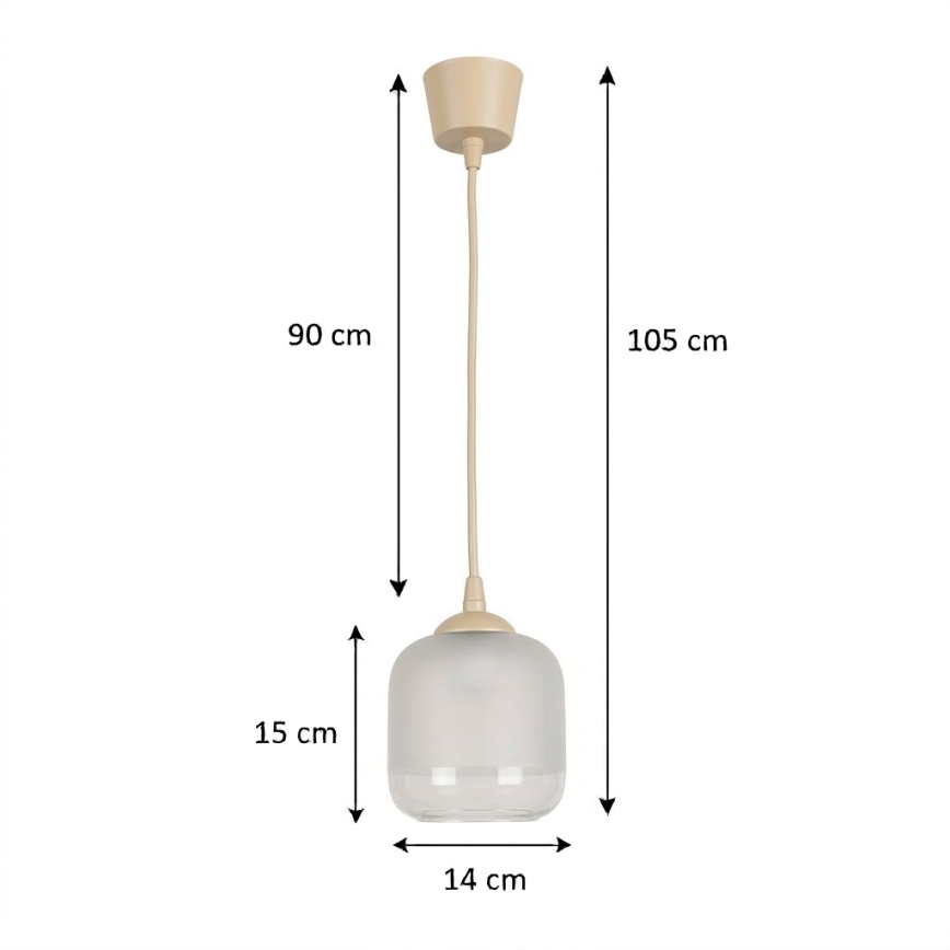 Brilagi - Φωτιστικό οροφής LED σε καλώδιο RETRO GLASS 1xE27/60W/230V διάμ. 14 cm μπεζ/λευκό