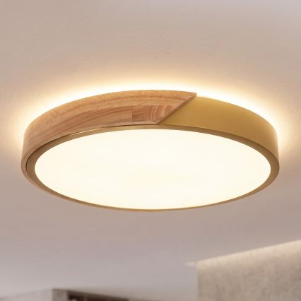 BRILAGI - Φωτιστικό οροφής LED PILANA LED/24W/230V δρυς/χρυσό διάμ. 30 εκ.
