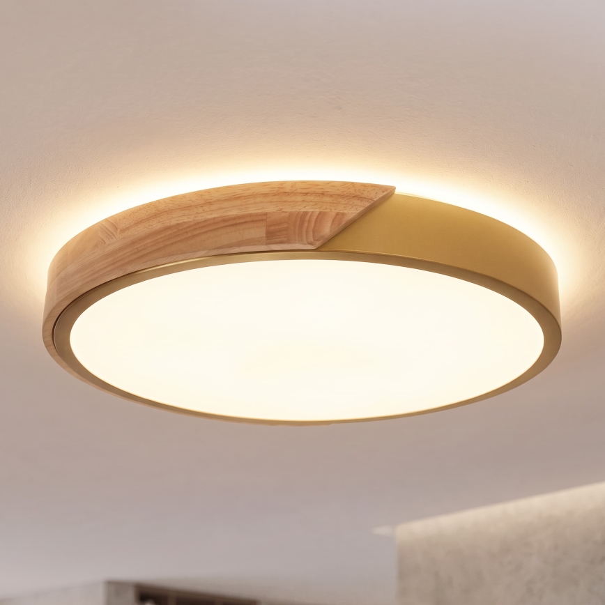 BRILAGI - Φωτιστικό οροφής LED PILANA LED/24W/230V δρυς/χρυσό διάμ. 30 εκ.