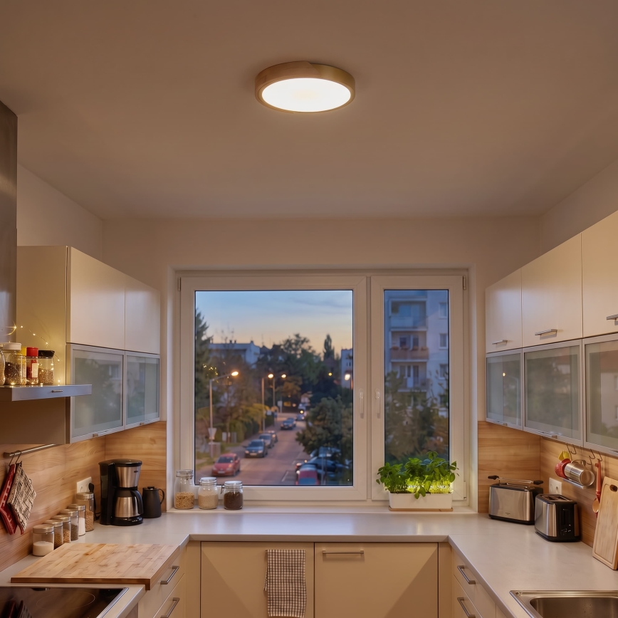 BRILAGI - Φωτιστικό οροφής LED PILANA LED/24W/230V δρυς/χρυσό διάμ. 30 εκ.