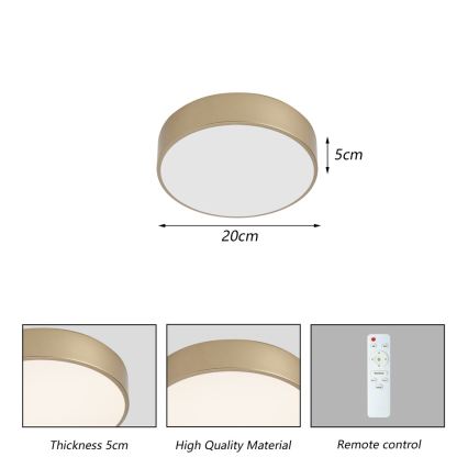 Brilagi - Φωτιστικό οροφής LED POOL, 24W/230V, 3000/4000/6000K, διάμετρος 20 cm, χρυσό