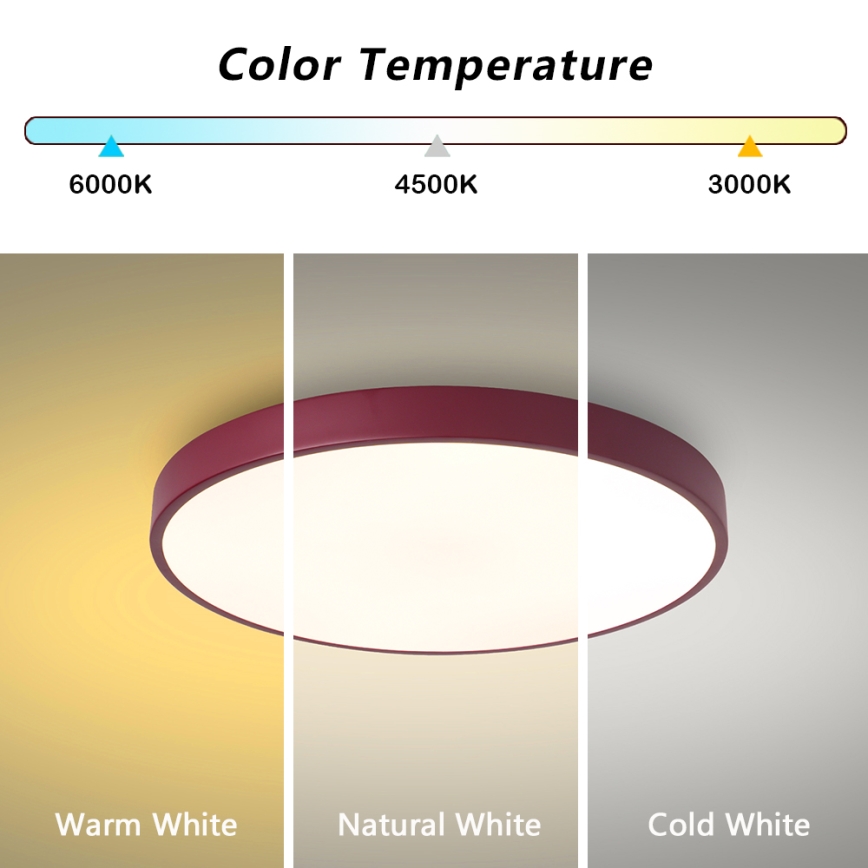 Brilagi - Φωτιστικό οροφής LED POOL LED/60W/230V 3000/4000/6000K Ø 50 εκ. μπορντό