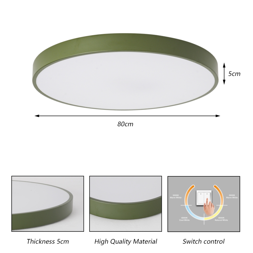 Brilagi - Φωτιστικό οροφής LED POOL LED/100W/230V 3000/4000/6000K διάμ. 80 εκ. πράσινο