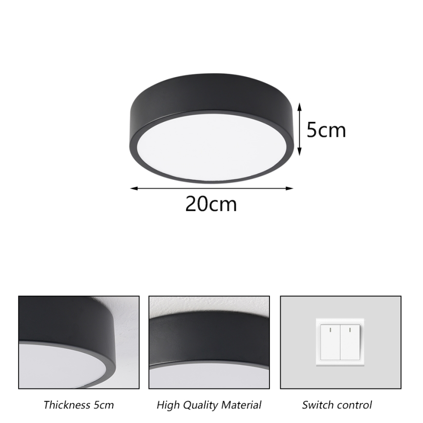 Brilagi - Φωτιστικό οροφής LED POOL LED/18W/230V 3000/4000/6000K διάμ. 20 cm μαύρο