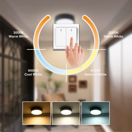 Brilagi - Φωτιστικό οροφής LED POOL LED/18W/230V 3000/4500/6000K Ø 20 cm μαύρο