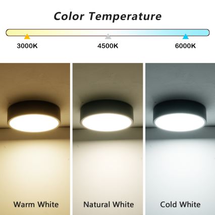 Brilagi - Φωτιστικό οροφής LED POOL LED/18W/230V 3000/4500/6000K διάμ. 20 cm μαύρο