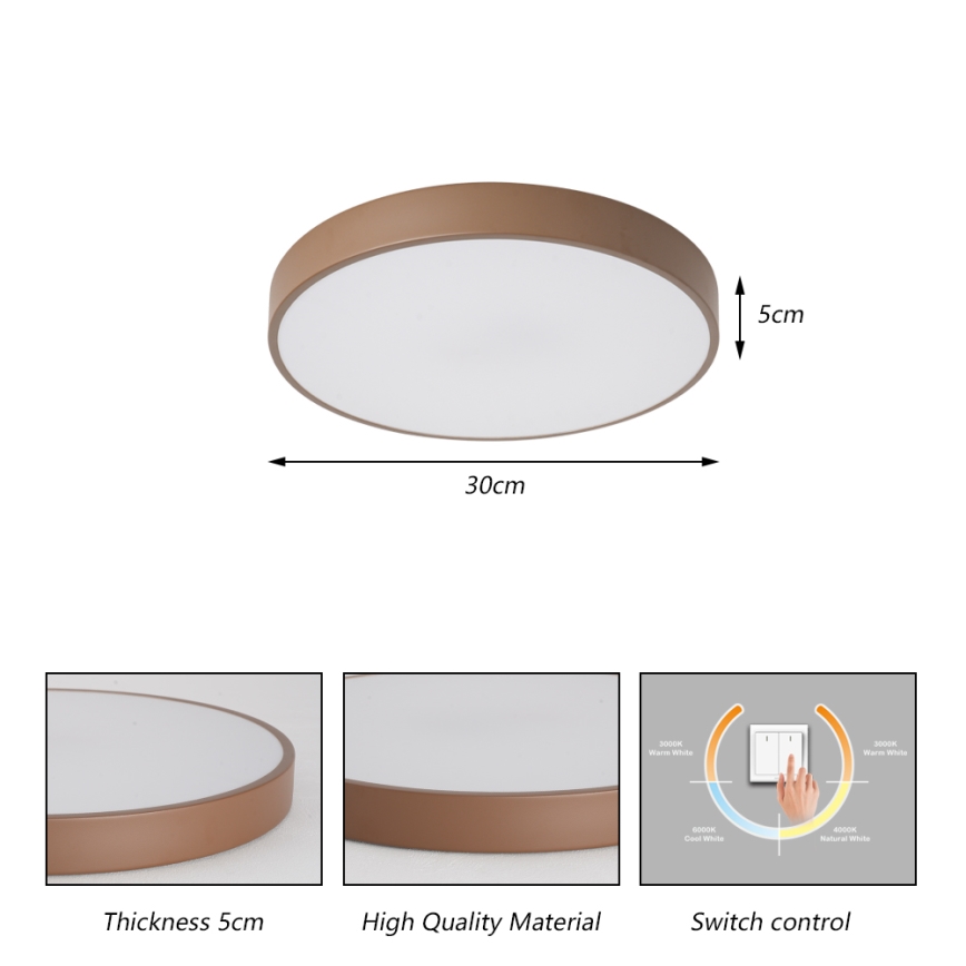 Brilagi - Φωτιστικό οροφής LED POOL LED/36W/230V 3000/4000/6000K Ø 30 cm καφέ