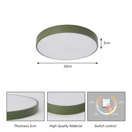 Brilagi - Φωτιστικό οροφής LED POOL LED/36W/230V 3000/4000/6000K Ø 30 cm πράσινο