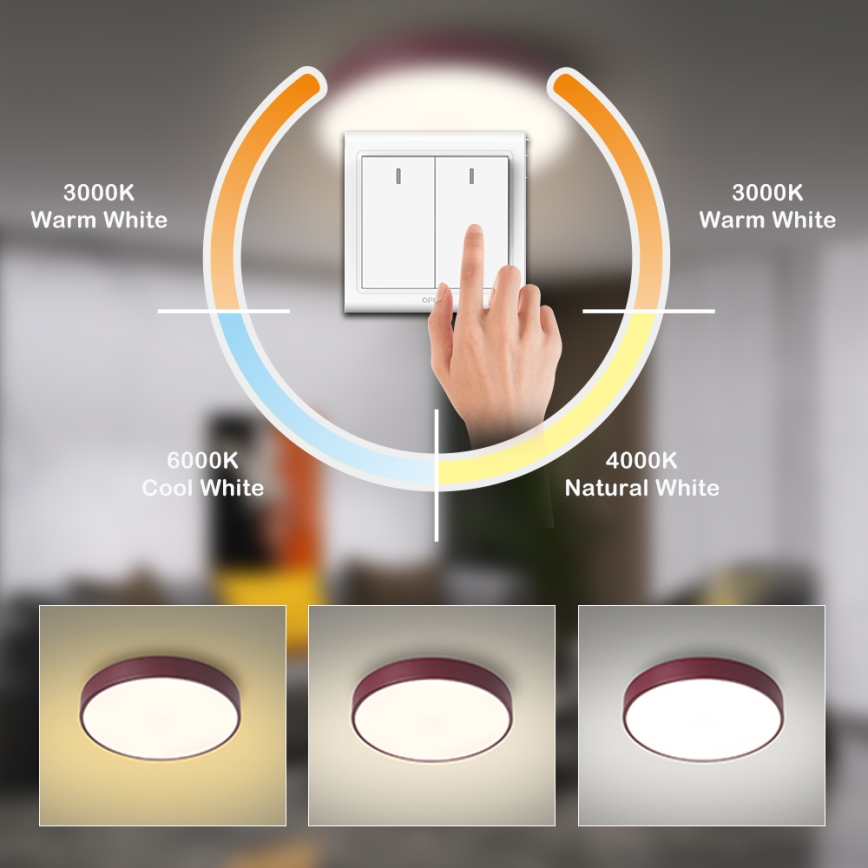 Brilagi - LED φωτιστικό οροφής POOL LED/36W/230V 3000/4000/6000K διάμ. 30 cm βυσσινί