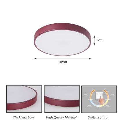 Brilagi - LED φωτιστικό οροφής POOL LED/36W/230V 3000/4000/6000K διάμ. 30 cm βυσσινί