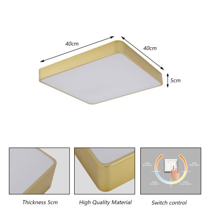 Brilagi - Φωτιστικό οροφής LED POOL LED/36W/230V 3000/4000/6000K 40x40 cm χρυσό