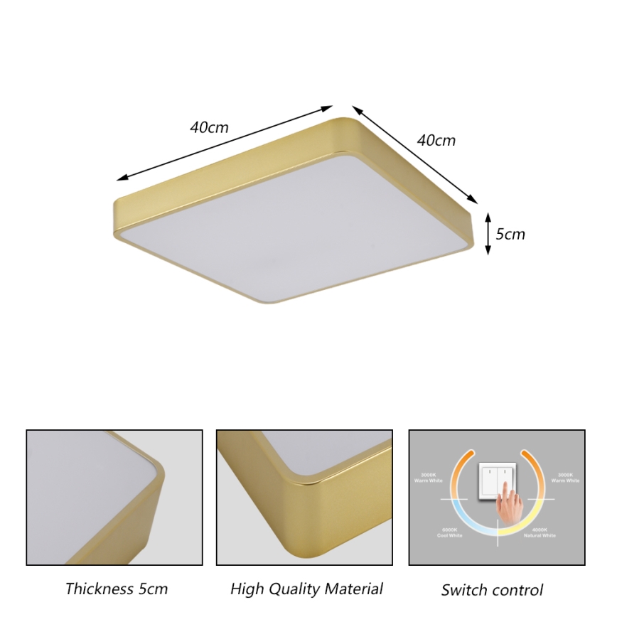 Brilagi - Φωτιστικό οροφής LED POOL LED/36W/230V 3000/4000/6000K 40x40 cm χρυσό