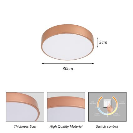 Brilagi - Φωτιστικό οροφής LED POOL LED/36W/230V 3000/4000/6000K διάμετρος 30 cm μπρονζέ