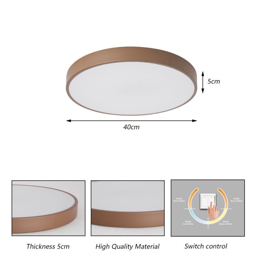 Brilagi - Φωτιστικό οροφής LED POOL LED/48W/230V 3000/4000/6000K διάμ. 40 εκ. καφέ