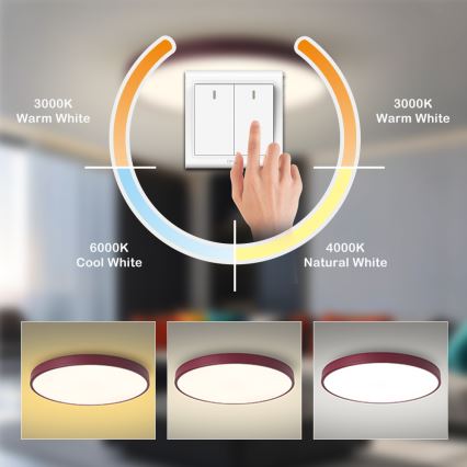 Brilagi - LED φωτιστικό οροφής POOL LED/60W/230V 3000/4000/6000K διάμ. 60 cm μπουργουντί