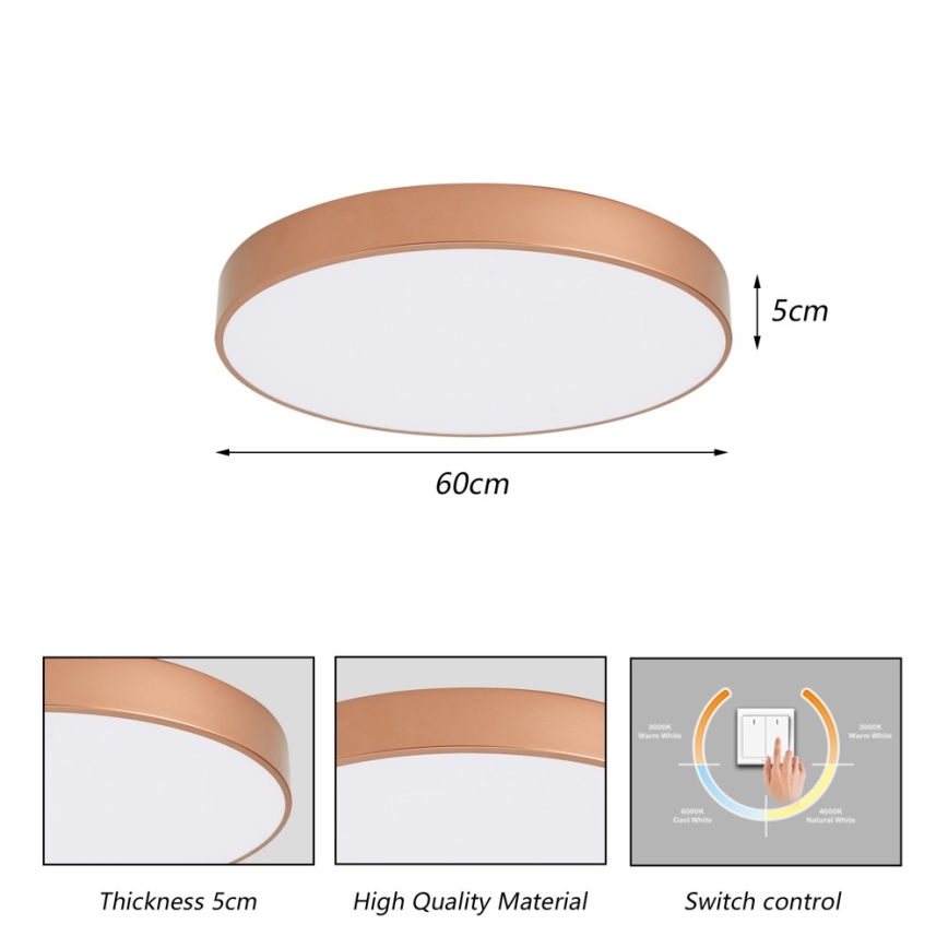 Brilagi - Φωτιστικό οροφής LED POOL LED/60W/230V 3000/4000/6000K Ø 60 cm μπρονζέ