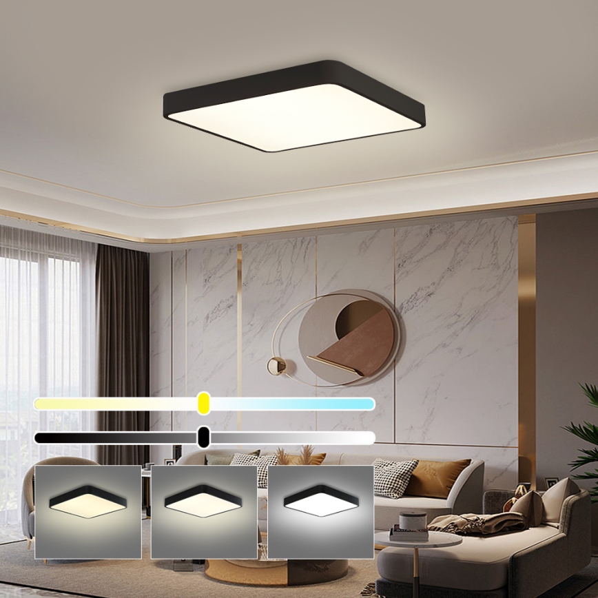 Brilagi - LED φωτιστικό οροφής POOL SQUARE LED/48W/230V 3000/4500/6000K 50x50 cm μαύρο
