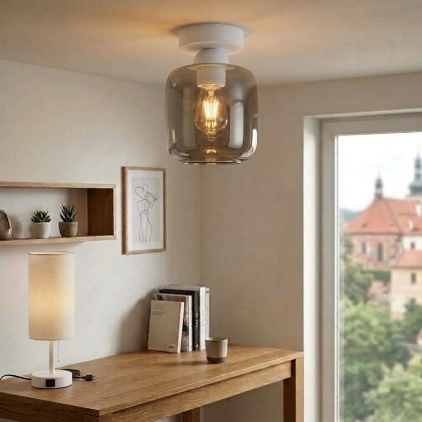BRILAGI - LED φωτιστικό οροφής RETRO GLASS 1xE27/60W/230V Ø 14 cm λευκό/καπνιστό γκρι