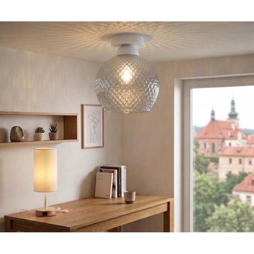 BRILAGI - LED φωτιστικό οροφής RETRO GLASS 1xE27/60W/230V Ø 25 cm λευκό/καπνιστό γκρι