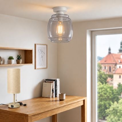 BRILAGI - LED φωτιστικό οροφής RETRO GLASS 1xE27/60W/230V Ø 26 εκ. λευκό/καπνιστό γκρι