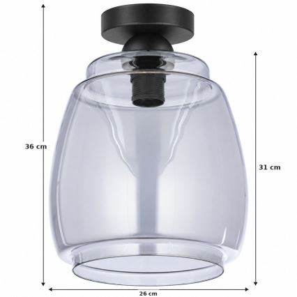 BRILAGI - LED Φωτιστικό οροφής RETRO GLASS 1xE27/60W/230V Ø 26 εκ. μαύρο/καπνιστό γκρι