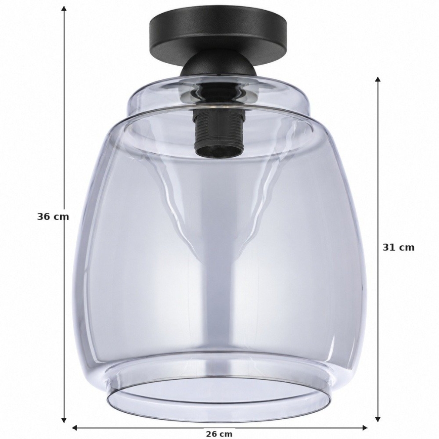 BRILAGI - LED Φωτιστικό οροφής RETRO GLASS 1xE27/60W/230V Ø 26 εκ. μαύρο/καπνιστό γκρι