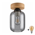 BRILAGI - Φωτιστικό οροφής LED RETRO GLASS 1xE27/60W/230V Ø 14 cm δρυς/καπνιστό γκρι