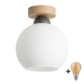 BRILAGI - Φωτιστικό οροφής LED RETRO GLASS 1xE27/60W/230V Ø 15 cm δρυς/λευκό