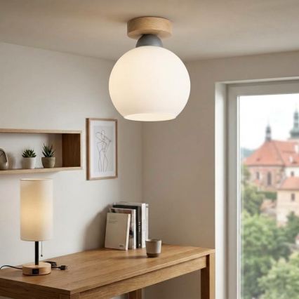 BRILAGI - Φωτιστικό οροφής LED RETRO GLASS 1xE27/60W/230V Ø 15 cm δρυς/λευκό