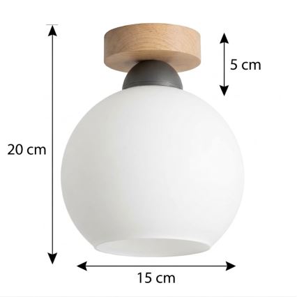 BRILAGI - Φωτιστικό οροφής LED RETRO GLASS 1xE27/60W/230V Ø 15 cm δρυς/λευκό
