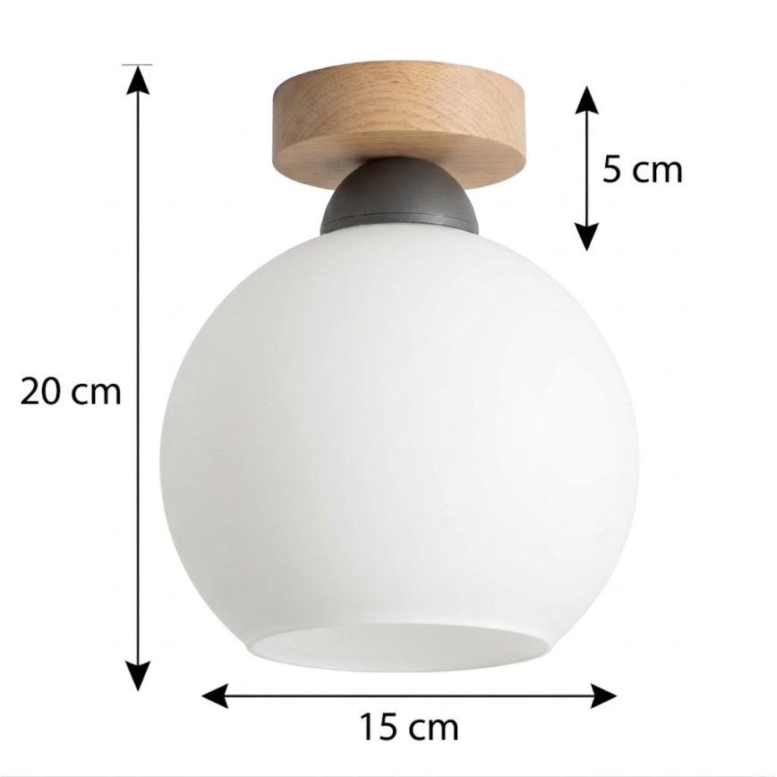 BRILAGI - Φωτιστικό οροφής LED RETRO GLASS 1xE27/60W/230V Ø 15 cm δρυς/λευκό
